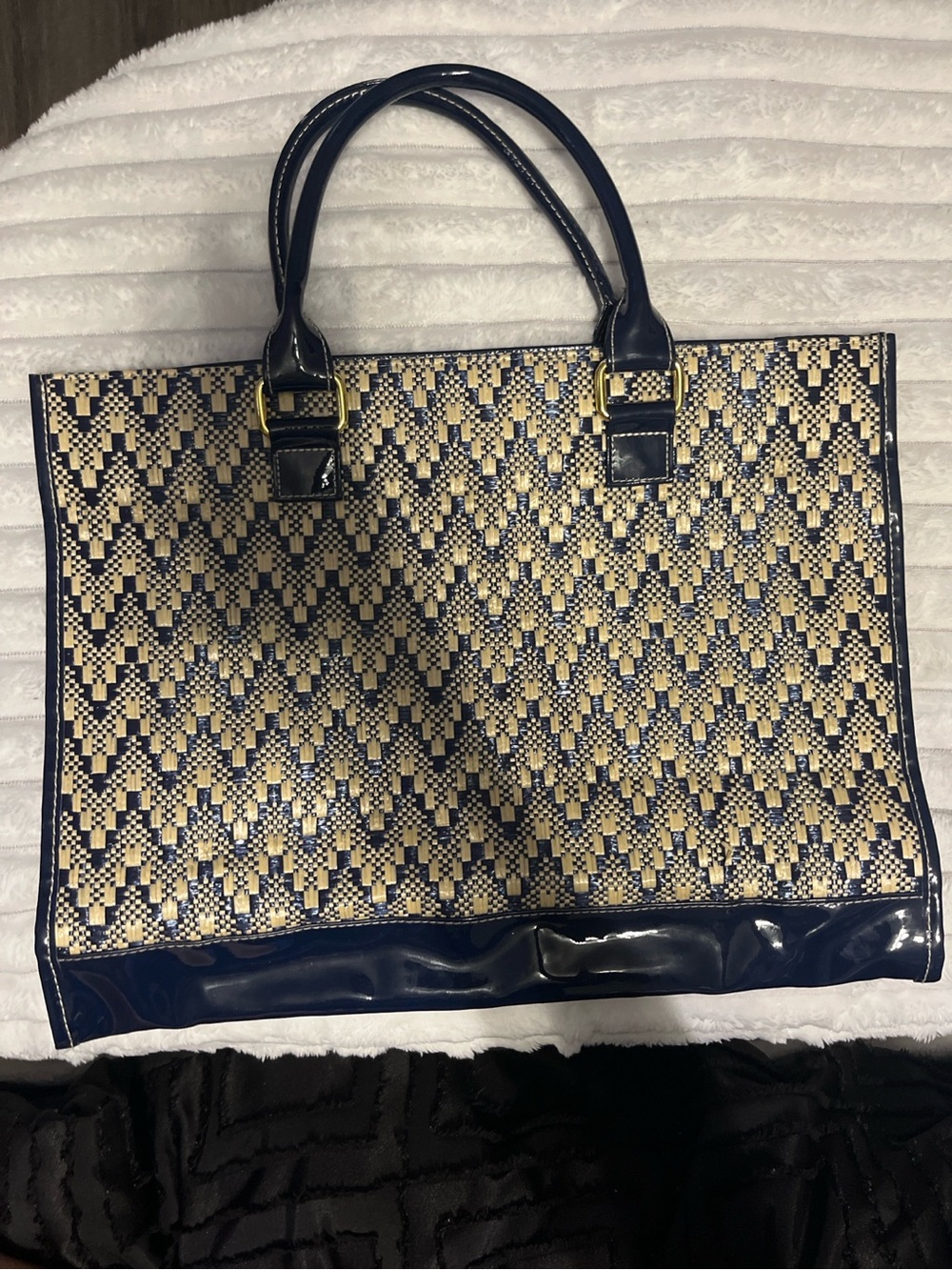 💙 Large Navy Woven Tote Bag – New Without Tags 💙